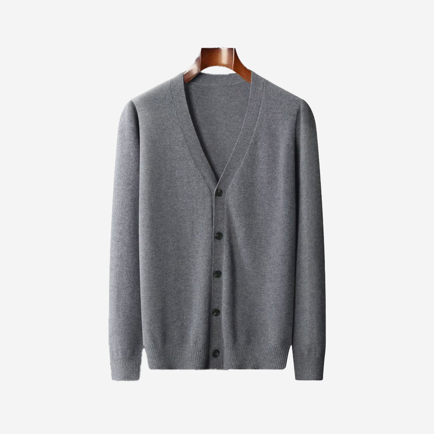 MÖRKGRÅ MERINOULL CARDIGAN