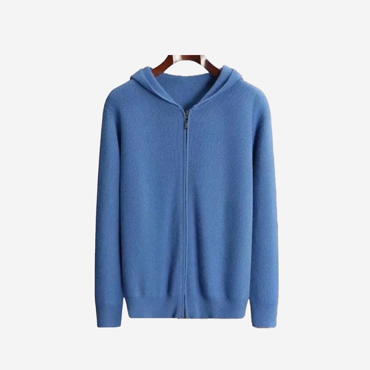 BLÅ MERINOULL ZIP HOODIE