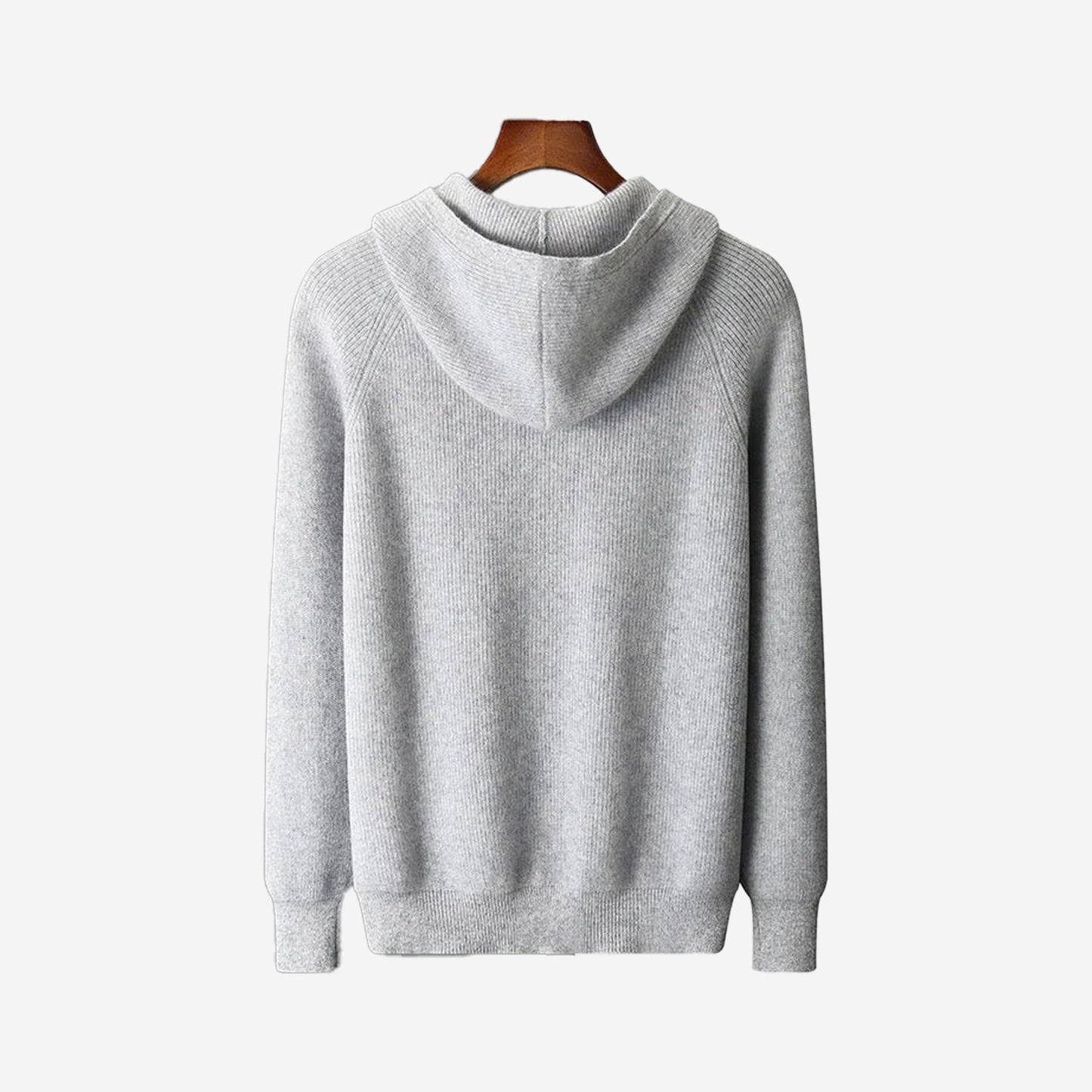 GRÅ MERINOULL ZIP HOODIE