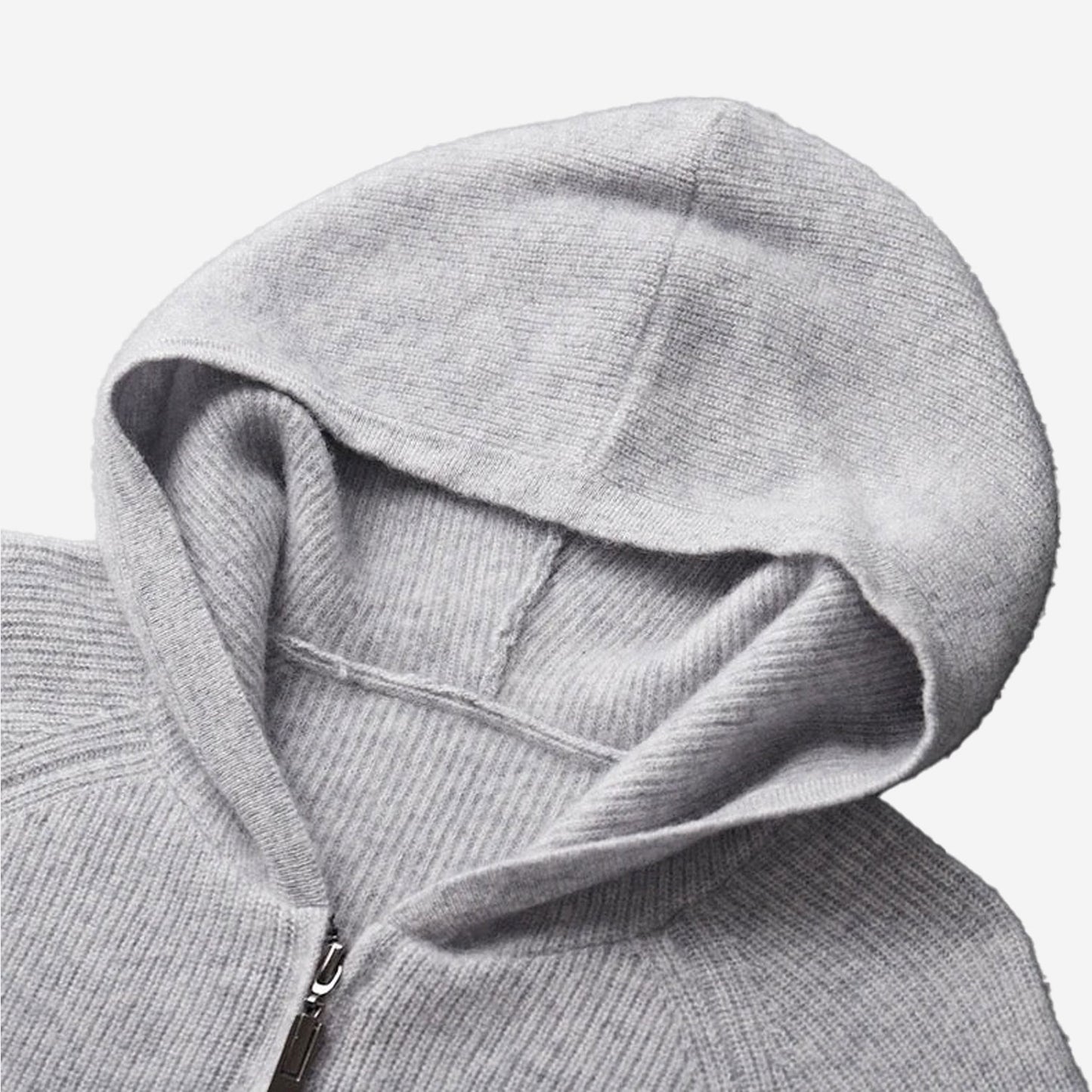 GRÅ MERINOULL ZIP HOODIE