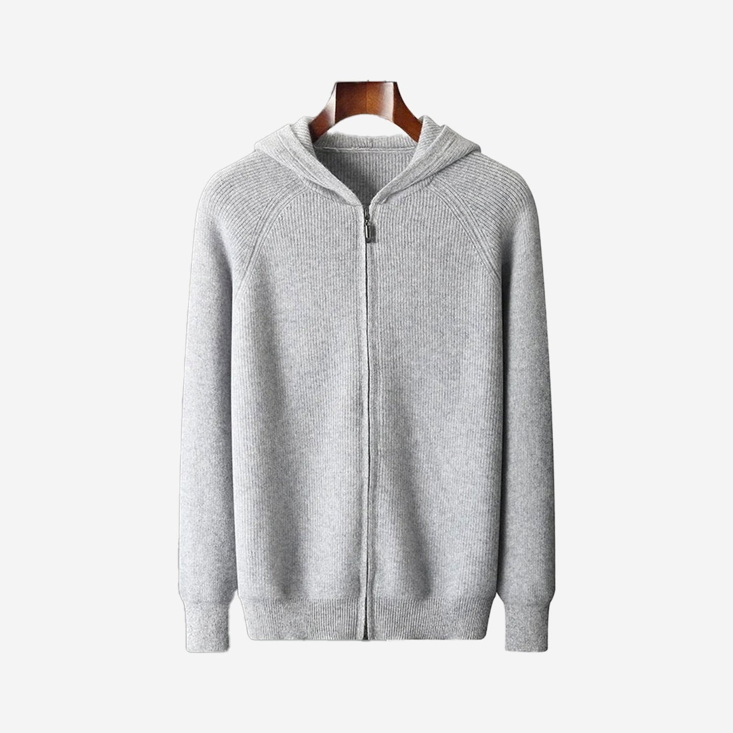 GRÅ MERINOULL ZIP HOODIE